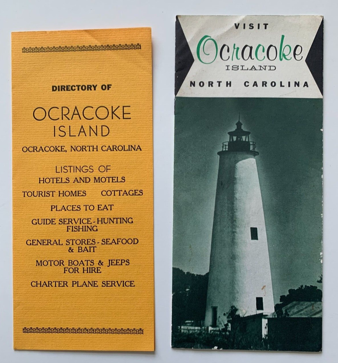Vintage ca 1950s Ocracoke Island North Carolina Brochure & Directory Pamphlet