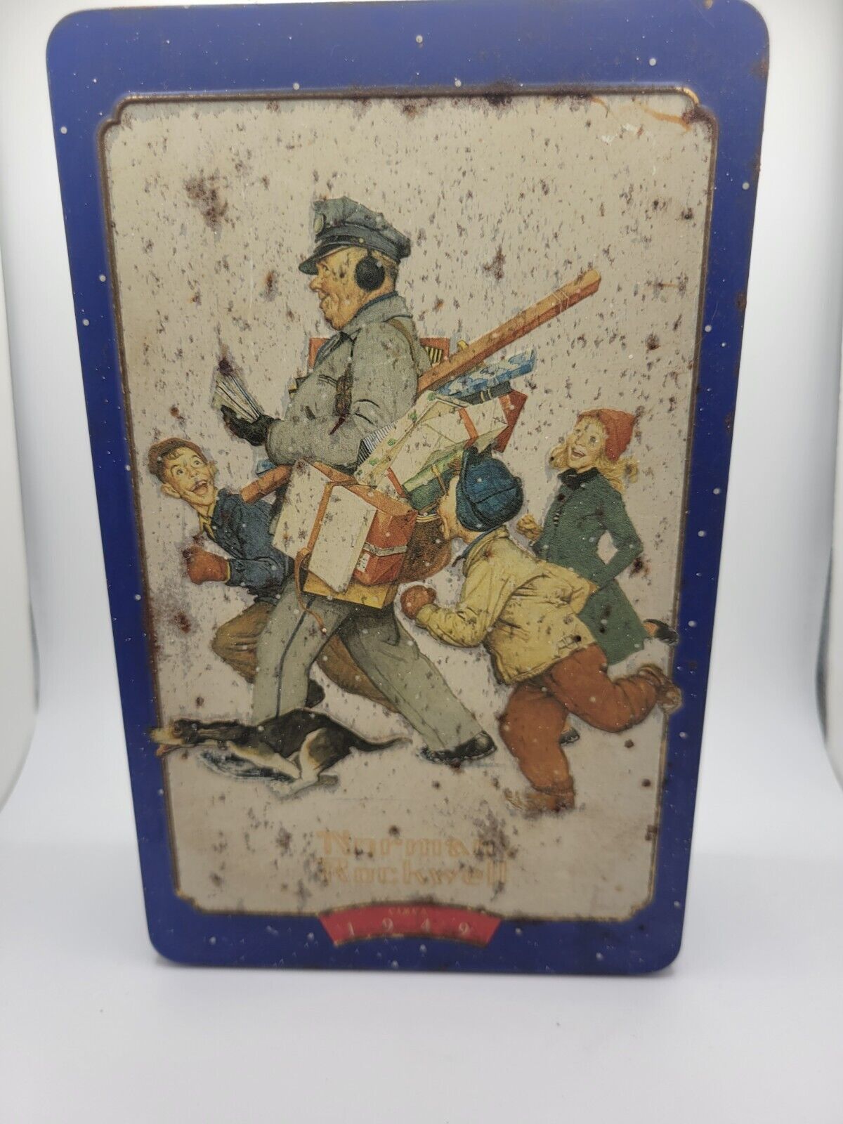 Snickers Tin Norman Rockwell Postman Christmas Limited Edition Tin 1996 Vintage