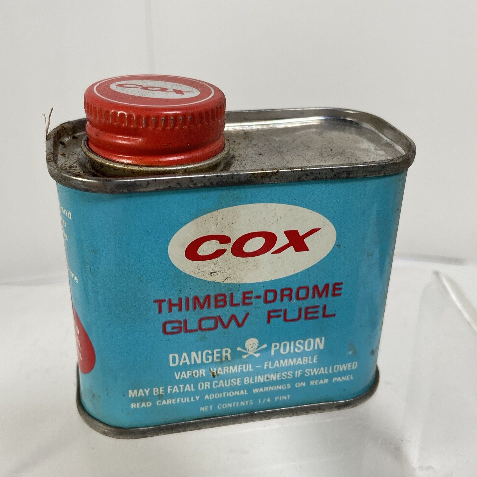Vtg Cox Thimble Drome Glow Fuel Can 1/4 Qtr Pint