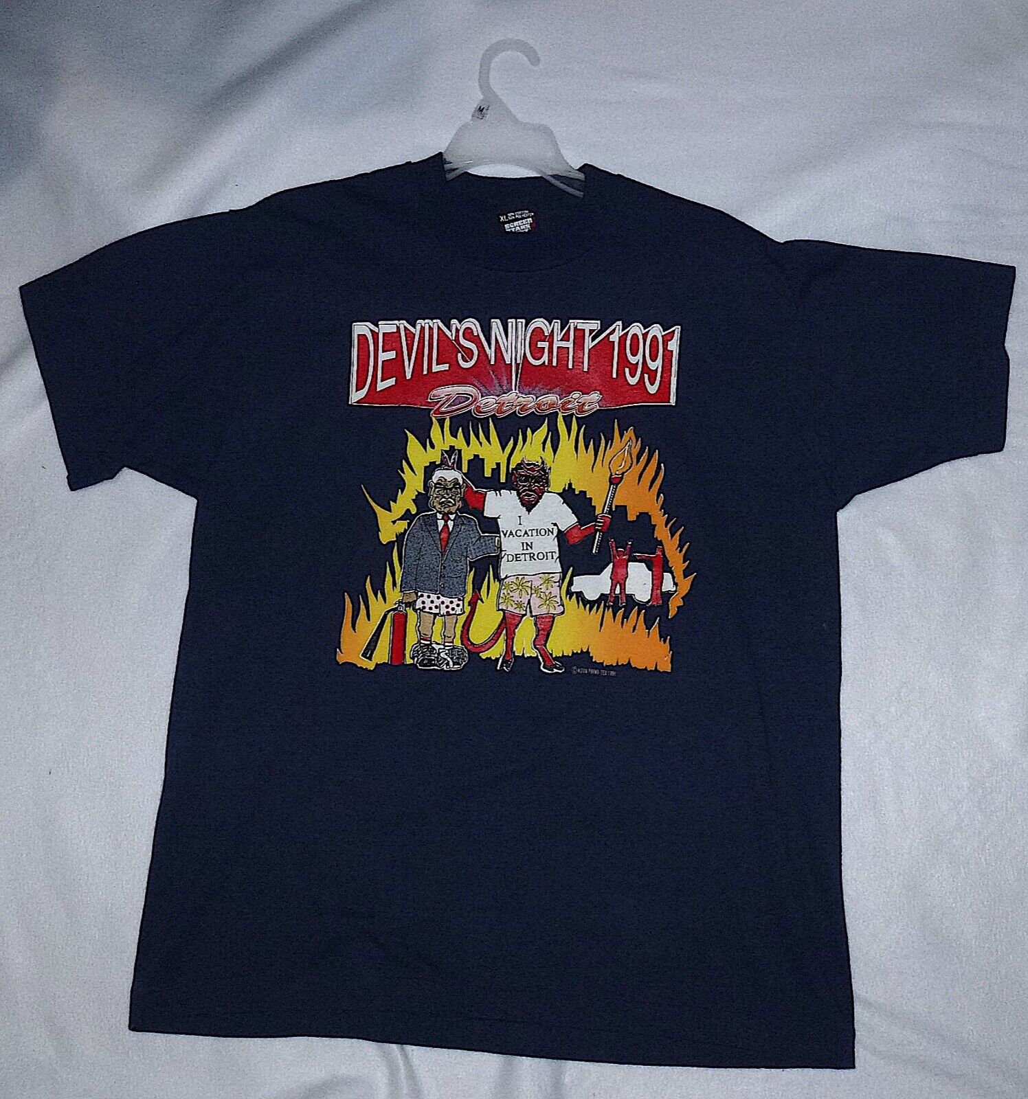 Devil's Night Detroit 1991  Mayor Coleman Young    T-Shirt RARE