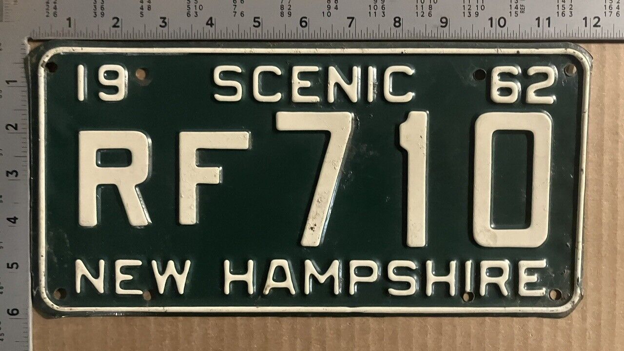 1962 New Hampshire license plate RF 710 Rockingham Ford Chevy Dodge 14223
