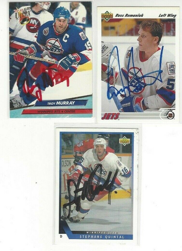  1991-92 Upper Deck #46 Russ Romaniuk RC Signed Hockey Card Winnipeg Jets