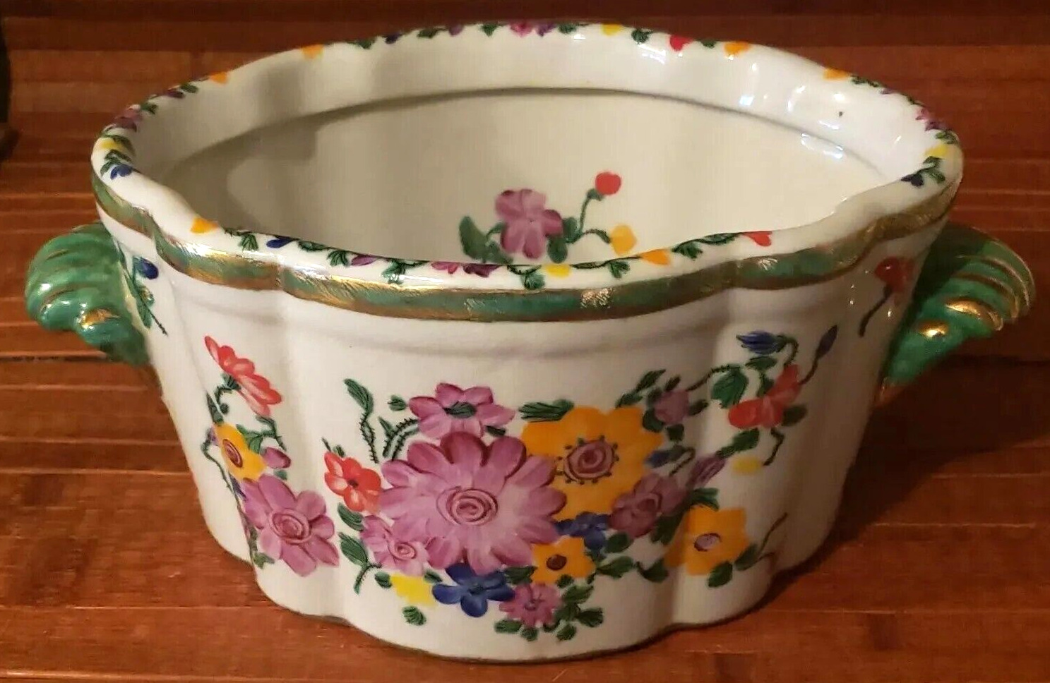 Vintage United Wilson 1897 JUWC Hand Painted Floral Chinese Porcelain Jardiniere