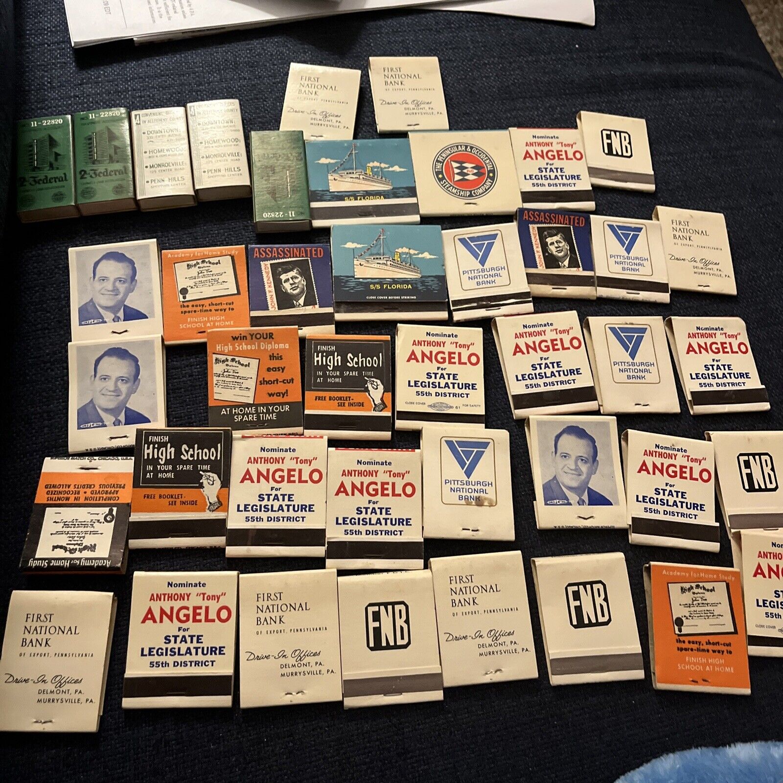 Lot of 42 Matchbooks & Boxes of Wooden Matches - Vintage Matches Advertising