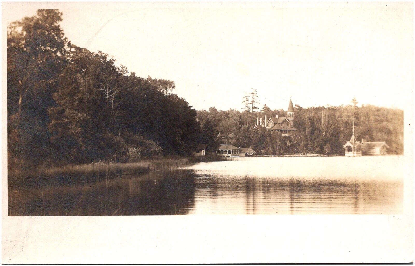 Villa Gottfried Mansion on Elkhart Lake Wisconsin WI 1900s RPPC Postcard Photo