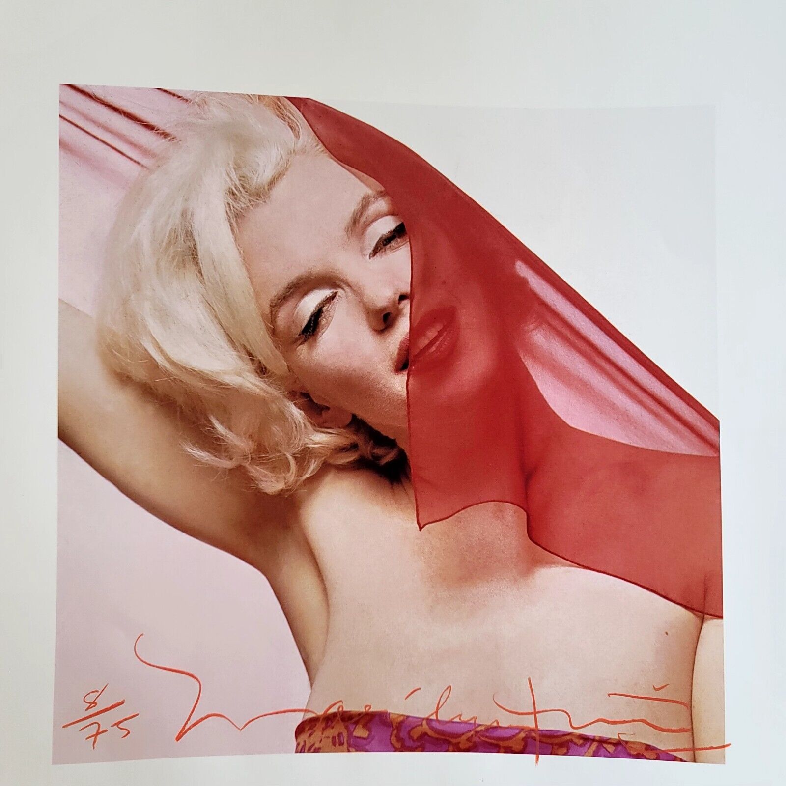 Marilyn Monroe Original Limited Edition Fine Art Print With Red Scarf 1962