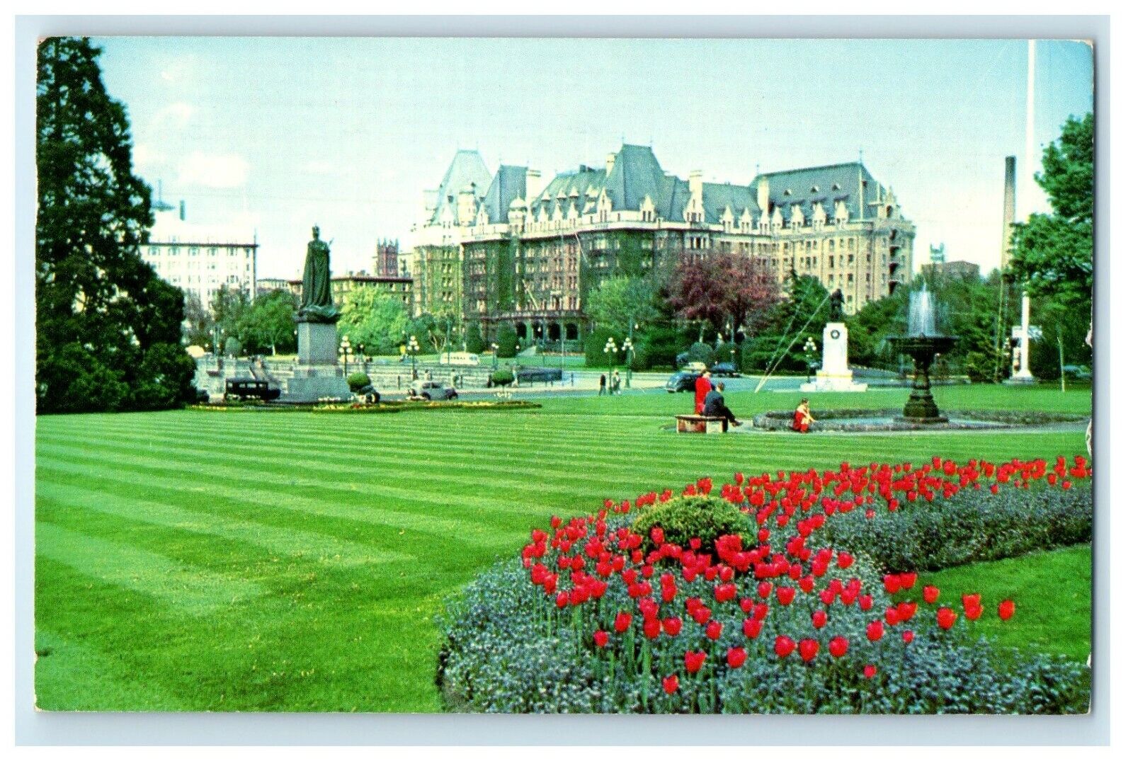1958 Empress Hotel From Parliament Buildings Victoria B.C Canada Postcard