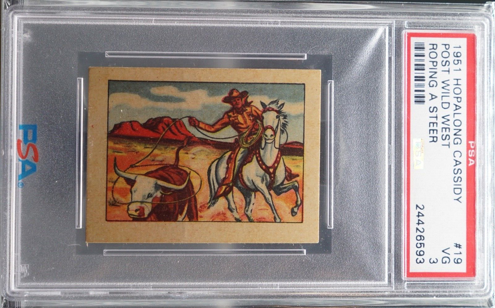 1951 Hopalong Cassidy Post Wild West Trading Cards #19 Roping A Steer PSA 3