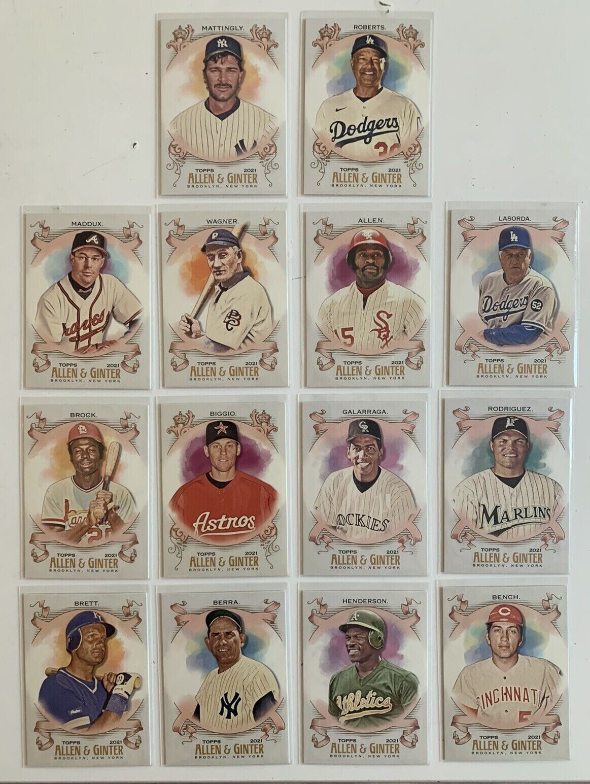 Topps 2021 Allen and Ginter lot of 14 Hall of Fame Parallels Wagner Maddux Berra