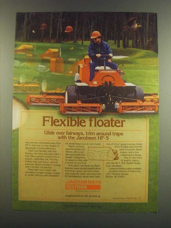 1985 Textron Jacobsen HF-5 Mower Ad - Flexible Floater