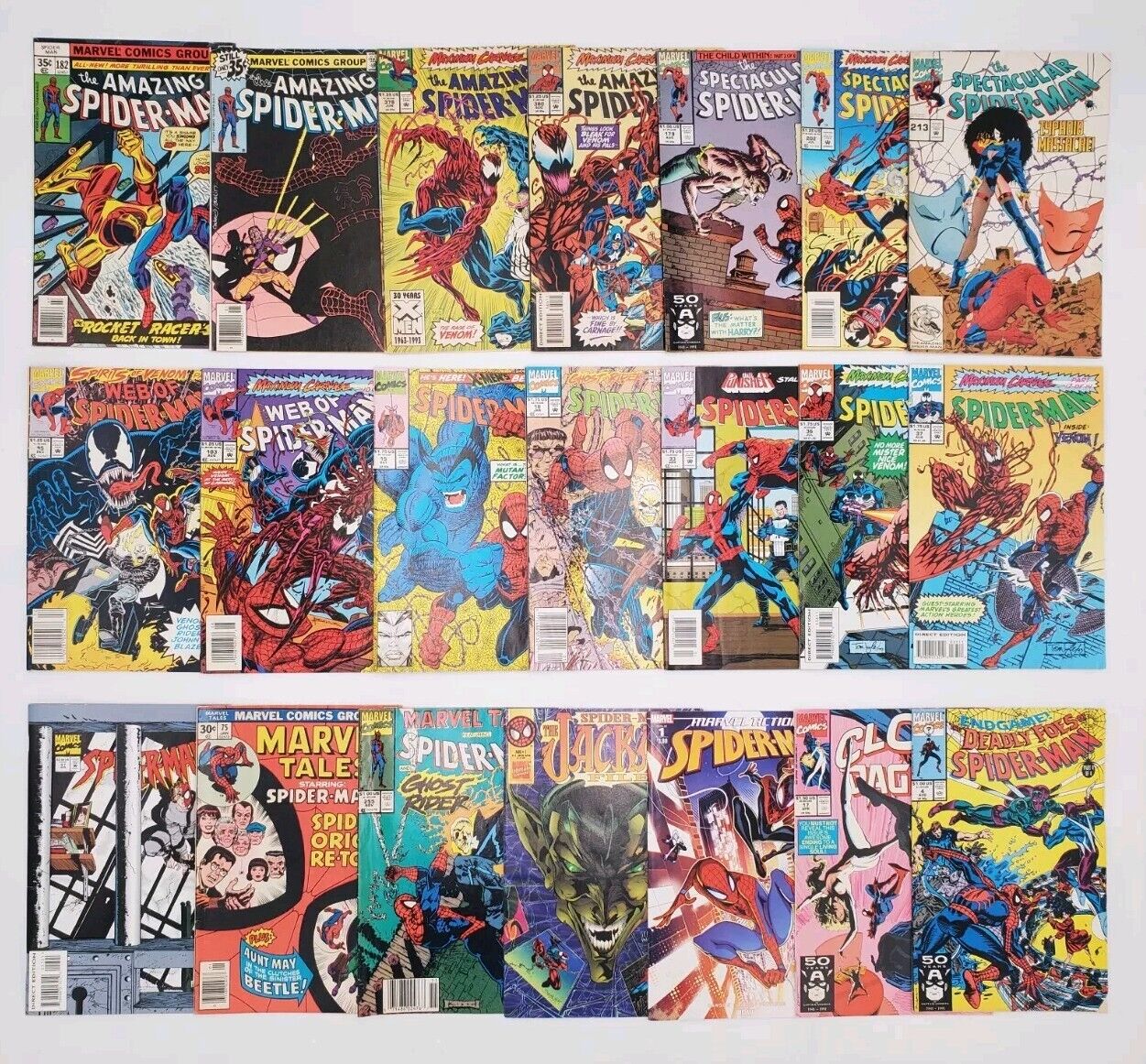 Marvel Comics 21 SPIDER-MAN Book Lot , Amazing, Maximum Carnage, Spectacular 