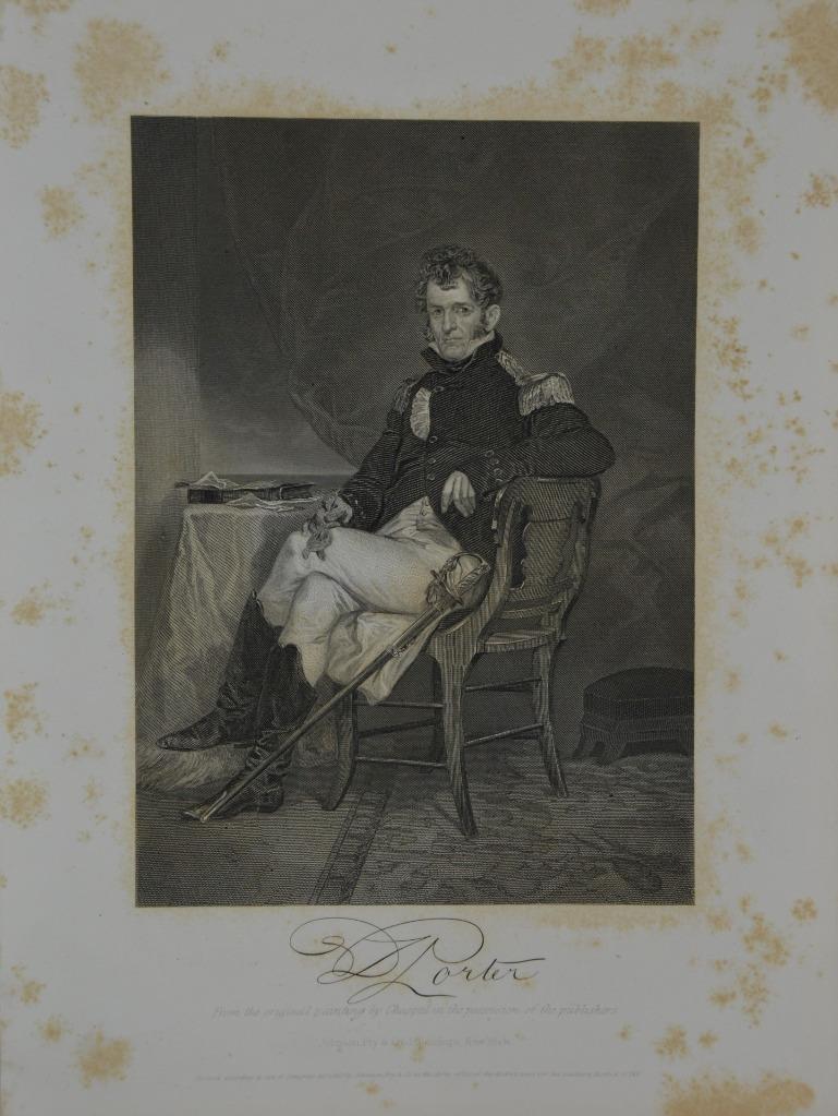 US War of 1812 Captain David Porter Antique Engraving Original 1863 Art Print