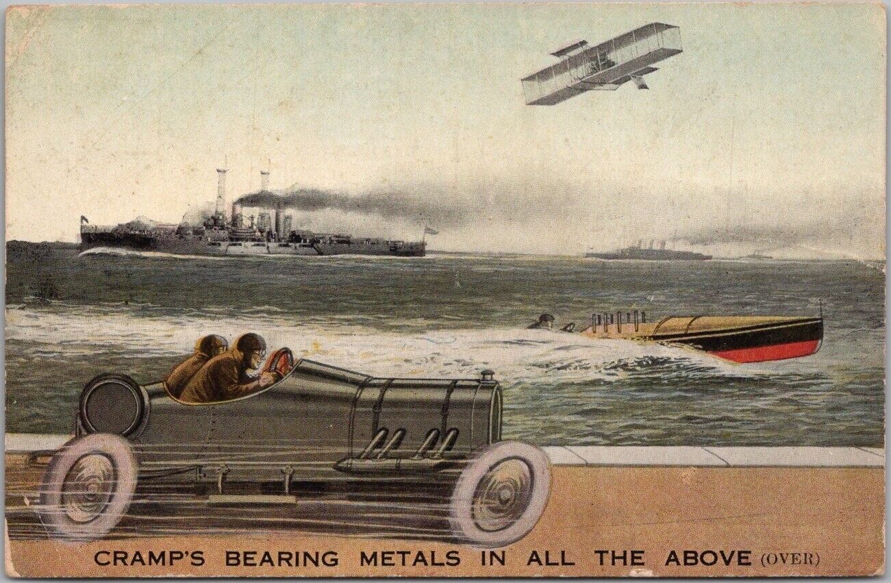 1910s Philadelphia Advertising Postcard Cramp & Sons Ship & Engine Building Co.