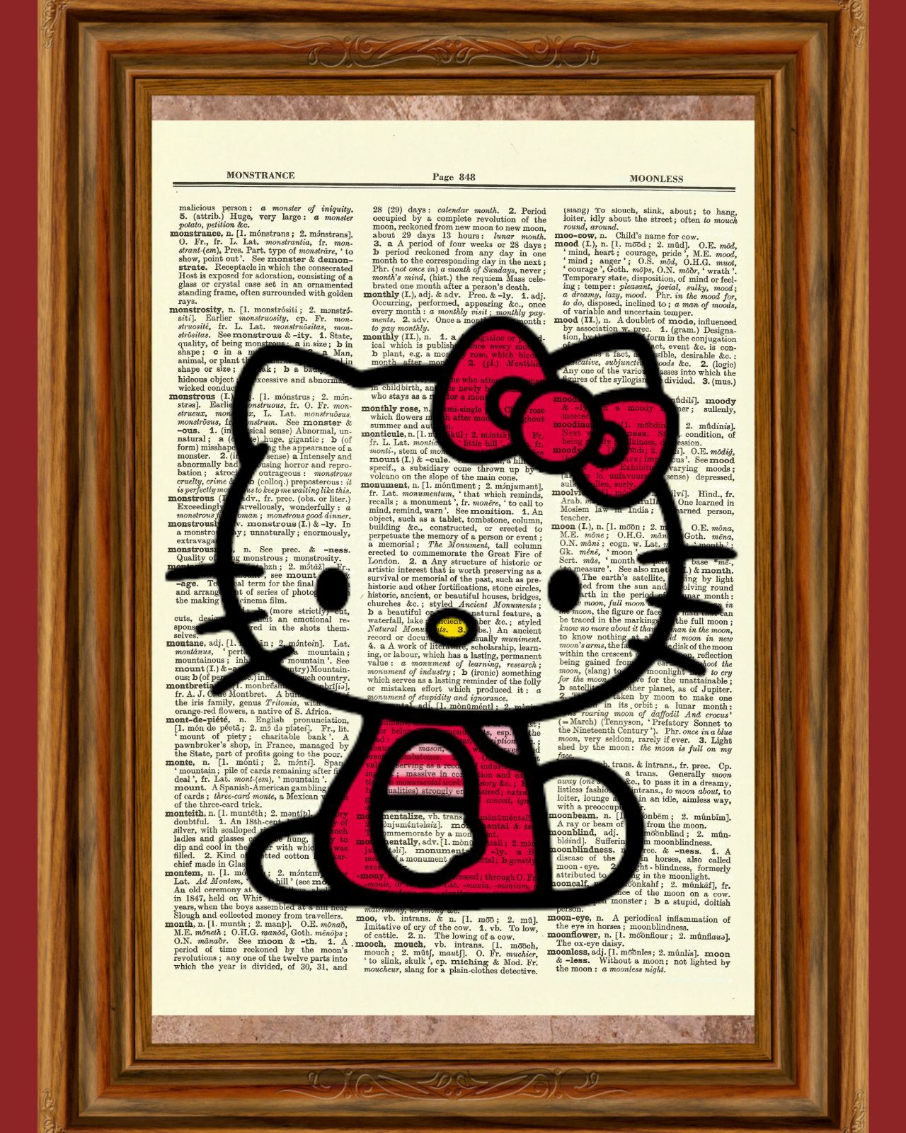 Hello Kitty Dictionary Art Print Poster Picture Japanese Anime Cute Cat Gift
