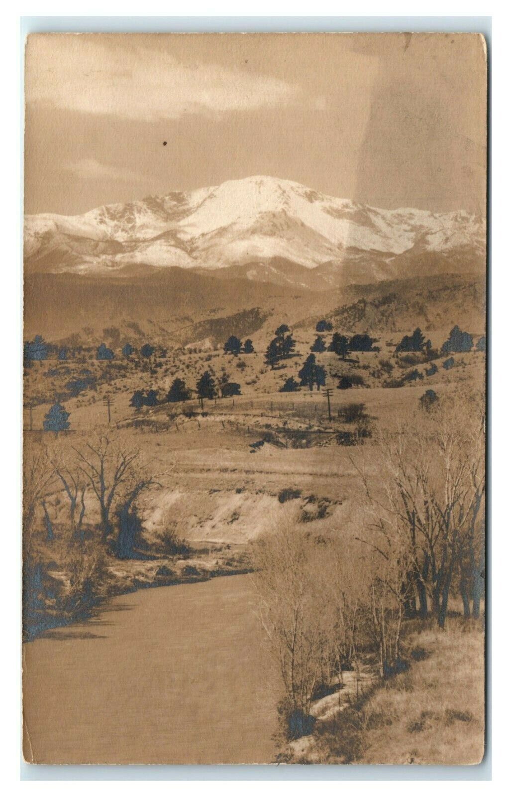 Postcard An Older Real Photo of Mountain, Hillside Foothills RPPC J3
