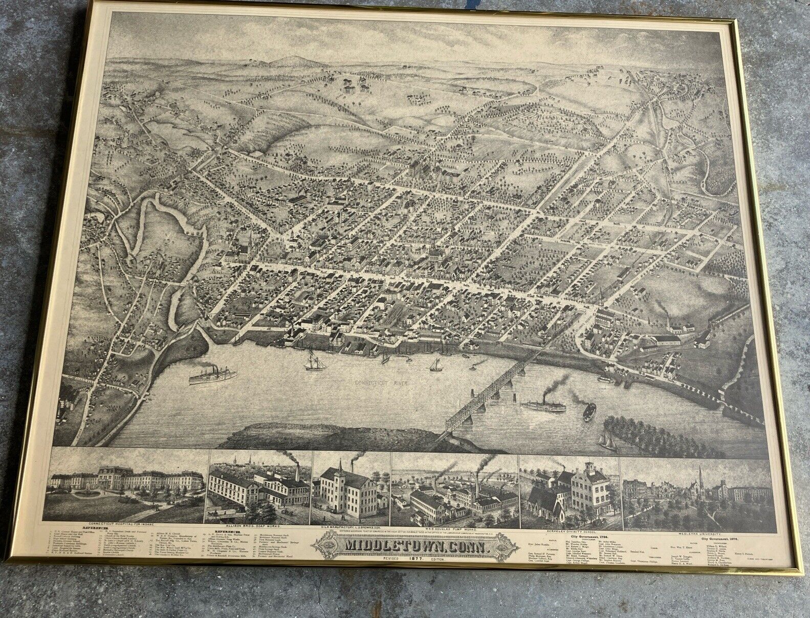 ESTATE SALE LARGE ORIGINAL 1877 EDITION MAP OF MIDDLETOWN, CONN 29