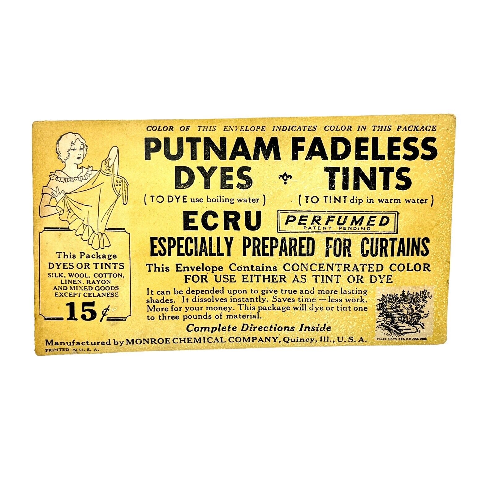 Vintage Putnam Fadeless Dyes Tints Monroe Chemical USA New Old Stock c. 1900'S