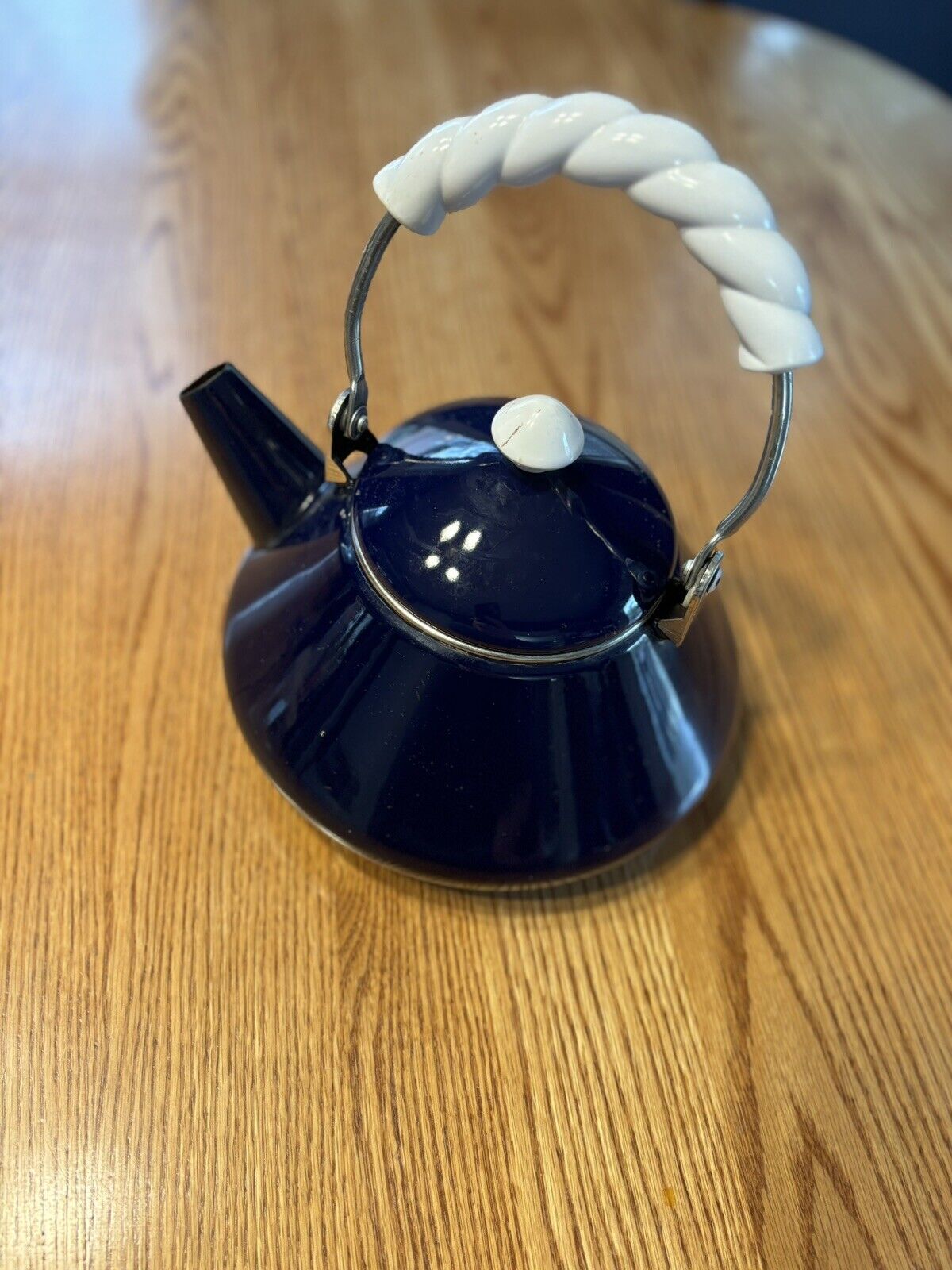 Lincoware, Tea Kettle, Dark Blue, Enamel Teapot, Vintage, Kitchen, Flower Pot