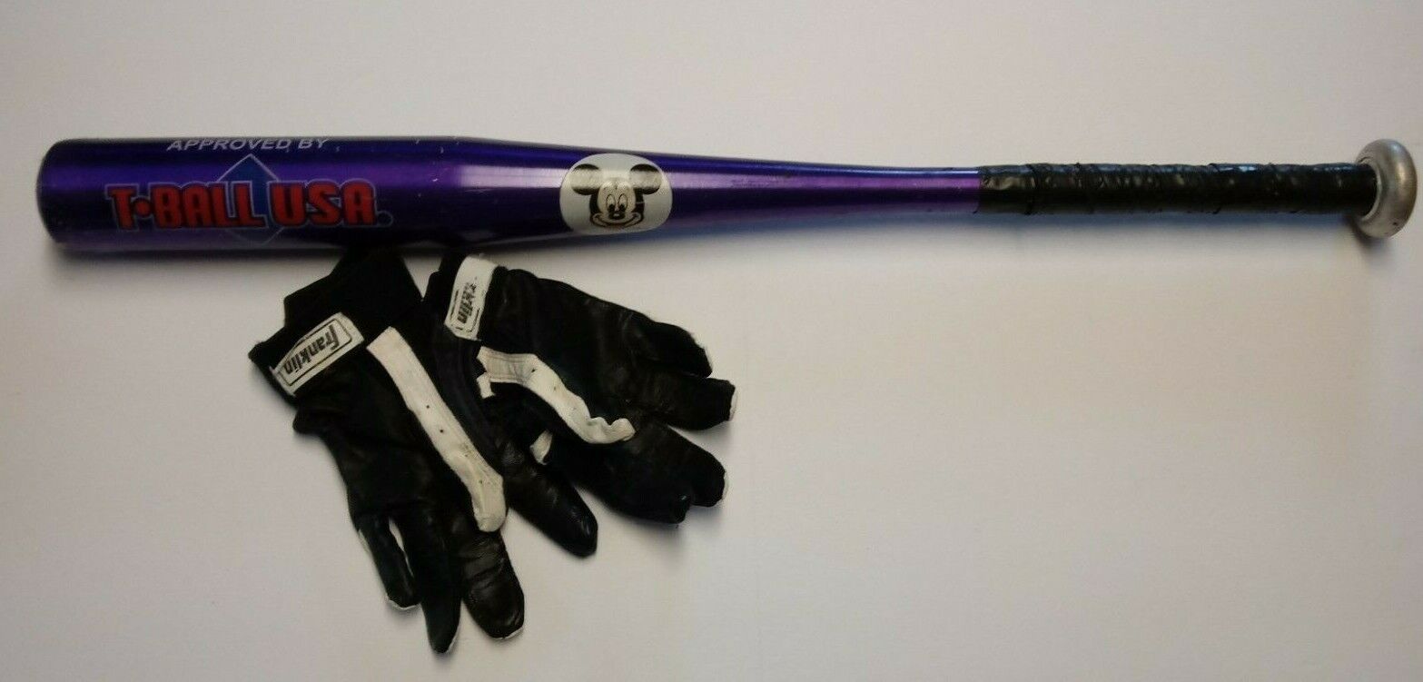 Spalding T-Ball USA Mickey Mouse Bat - Youth M Franklin Gloves