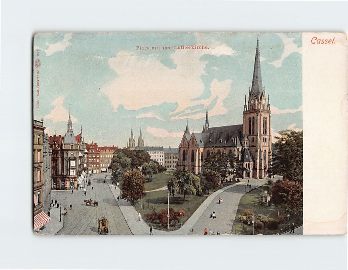 Postcard Platz mit der Lutherkirche Kassel Germany