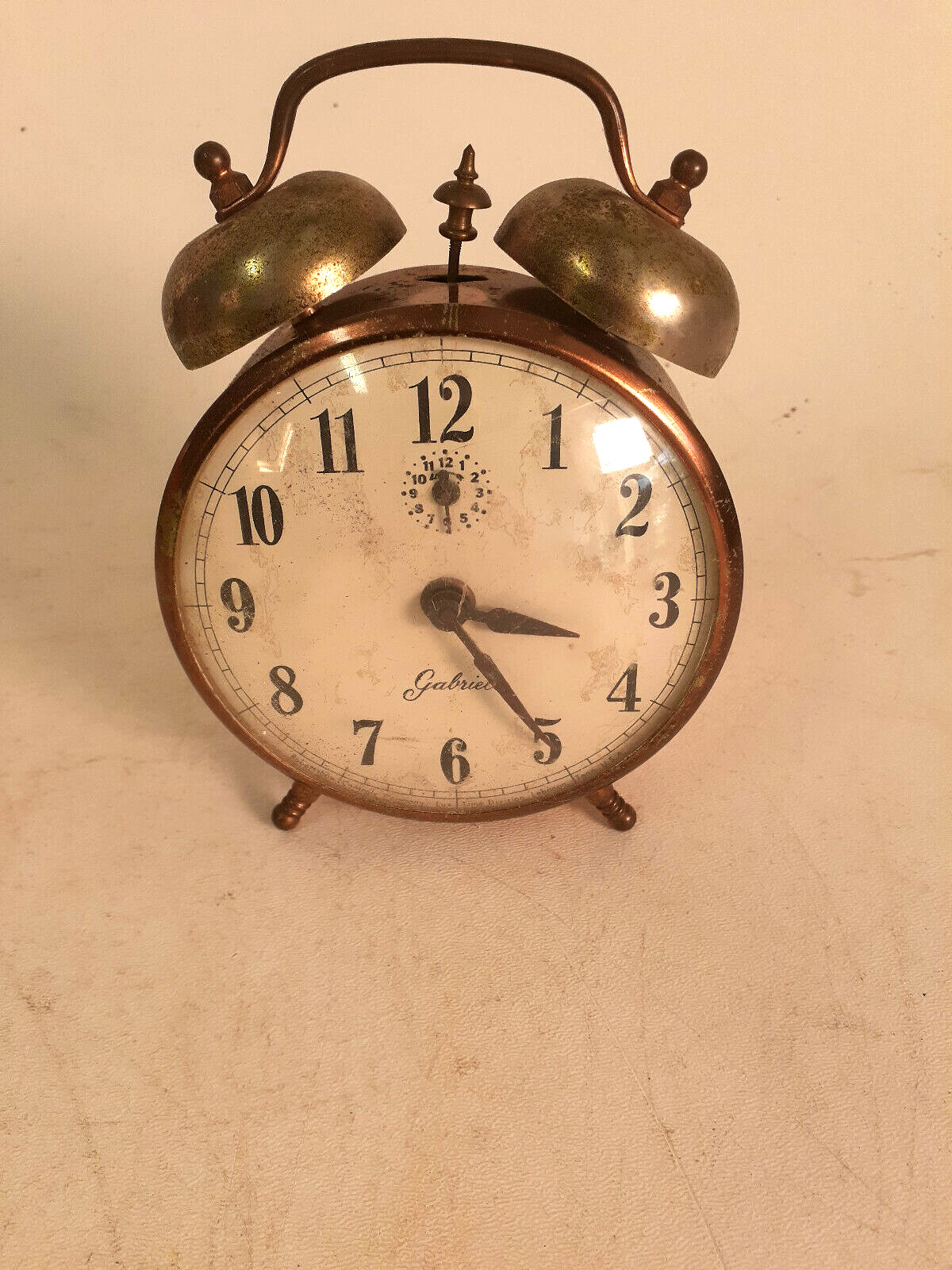 Vintage Peg Leg Alarm Clock, Copper, Robert Shaw, Running, C-03