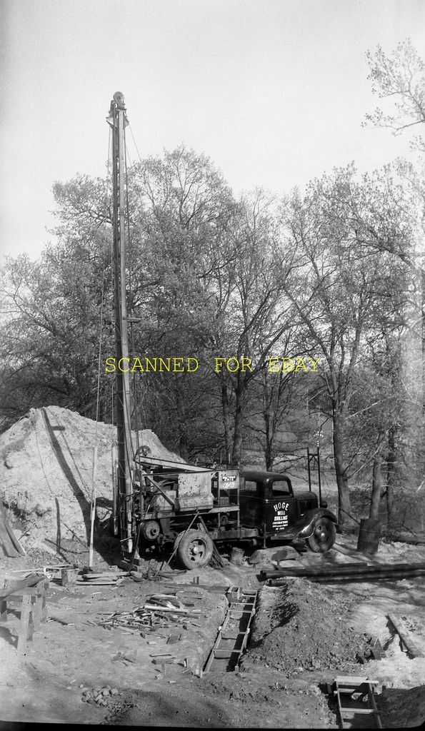 1930s Old  St Paul Bucyrus Erie Hoge Well Drilling Truck ORIGINAL PHOTO NEGATIVE