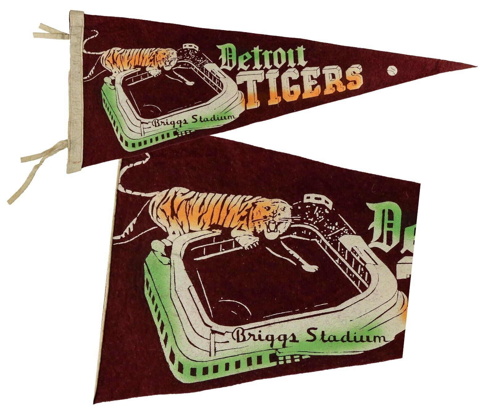 ⭐ Rare Find ⭐ 1949 DETROIT TIGERS Briggs Stadium Vintage Souvenir Pennant EX
