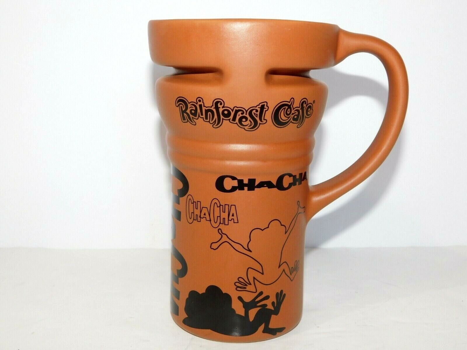 Rainforest Cafe Cha Cha Tree Frog Tall Travel mug With Lid Terracotta Brown 