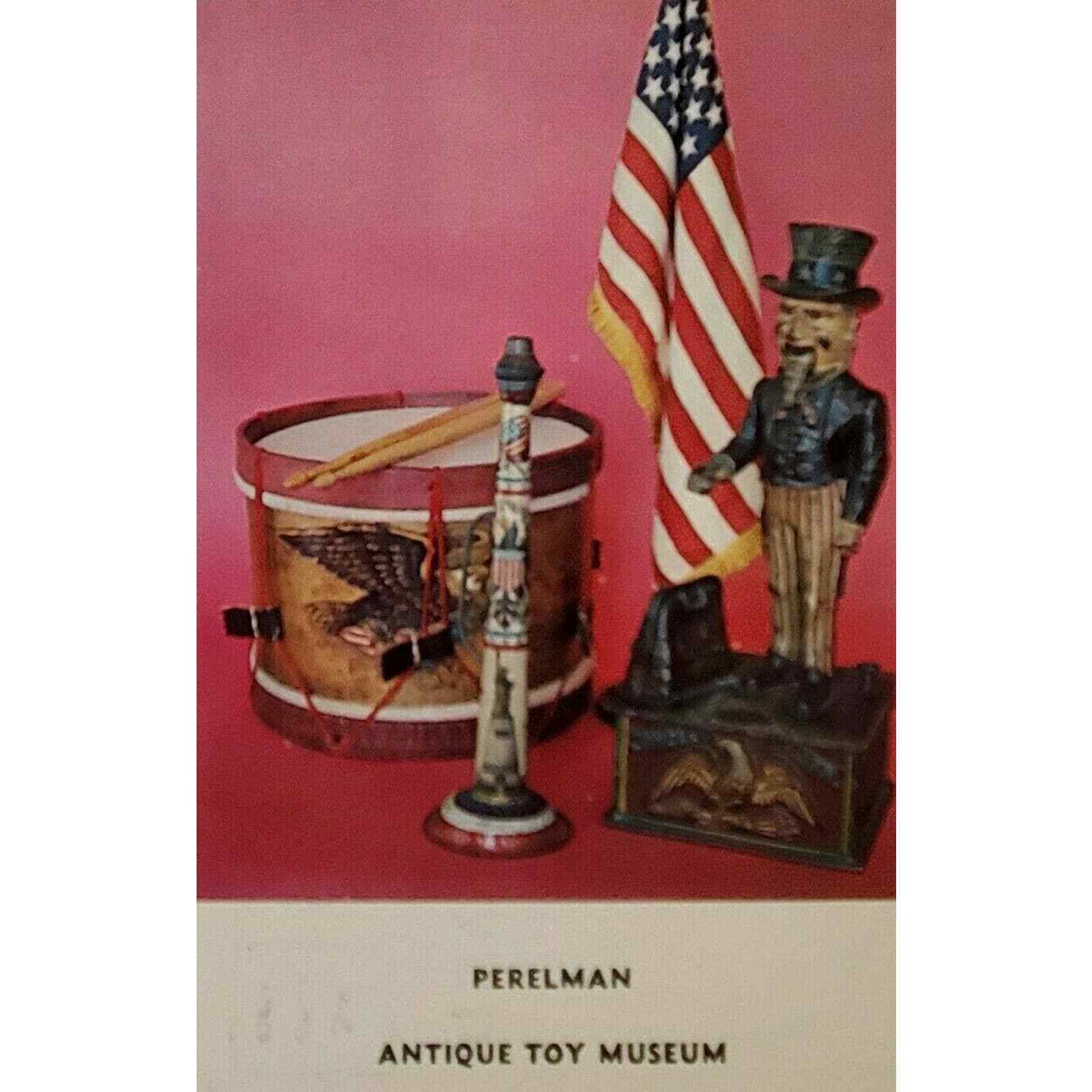 Antique Toys Drum Uncle Sam Bank Horn Perelman Museum Philadelphia PA Postcard