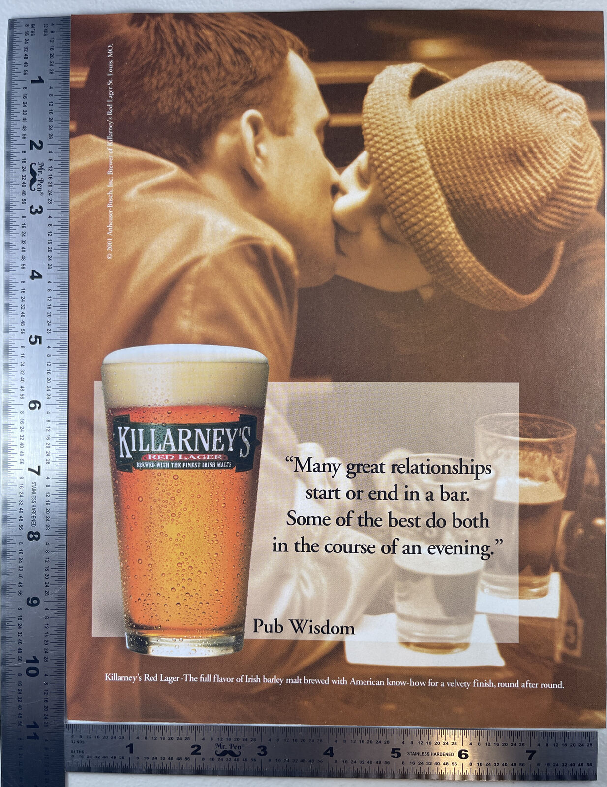 2001 Killarney\'s Red Lager Beer Ad Irish Ireland Barley Malt Pub Bar Tavern