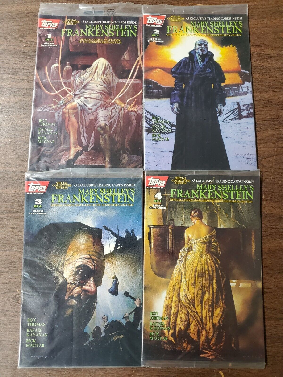 Mary Shelley\'s Frankenstein Collectors Ed #1-4 (Topps 1994) SET w/trading cards