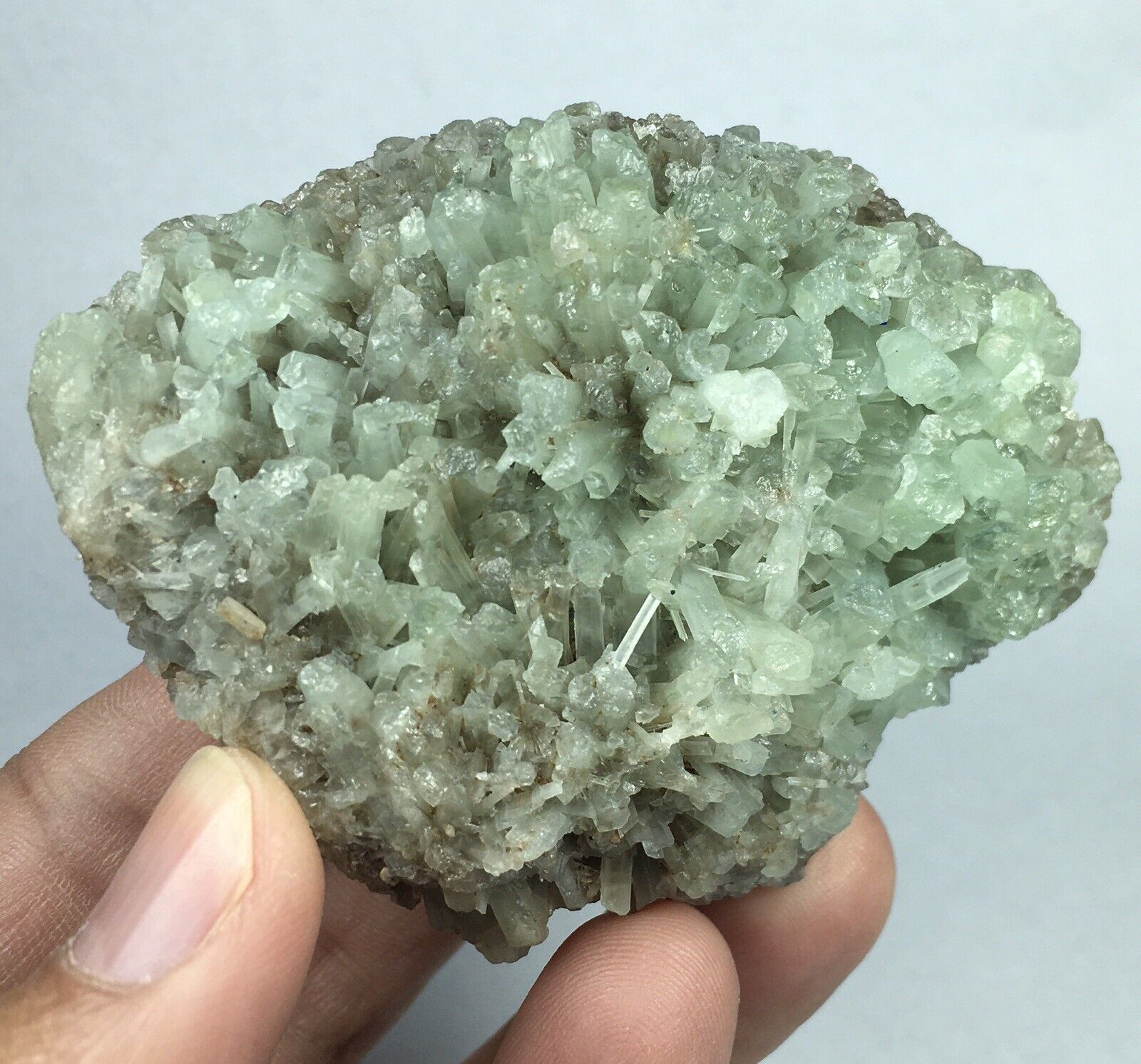 Bluish Green Aragonite crystals cluster with nice formation