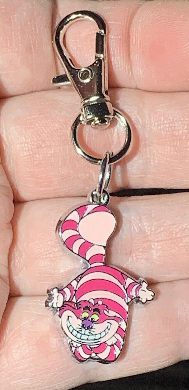 Silver Cheshire Cat From Alice In Wonderland Zipper Pull & Keychain Add On Clip