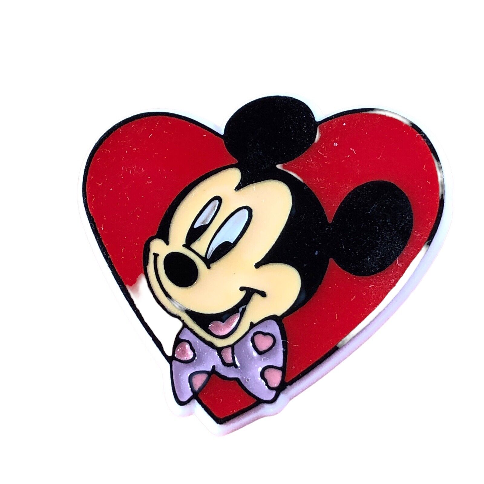 Vintage Mickey Mouse Disney Heart Lapel Pin Valentine Plastic Gibson Greeting
