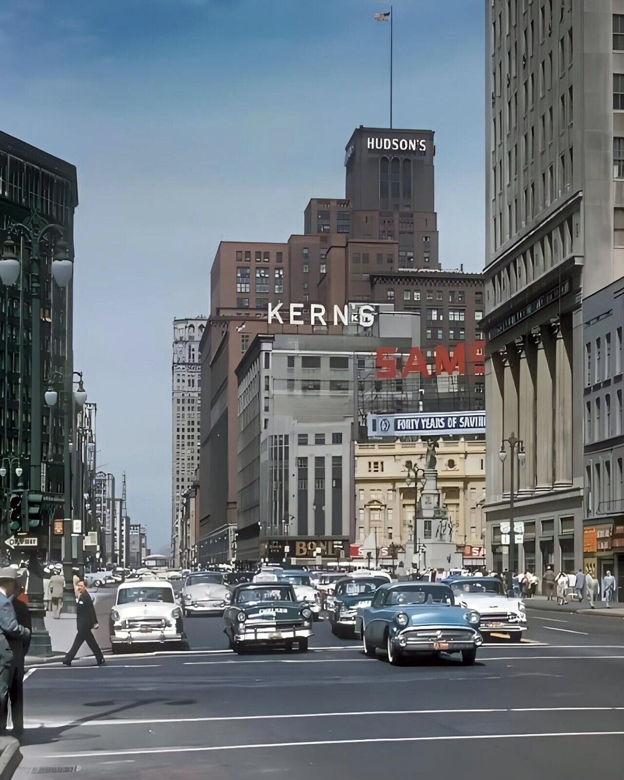 1950s Detroit Woodward Hudsons Crowleys Kerns 8x10 Photo + 