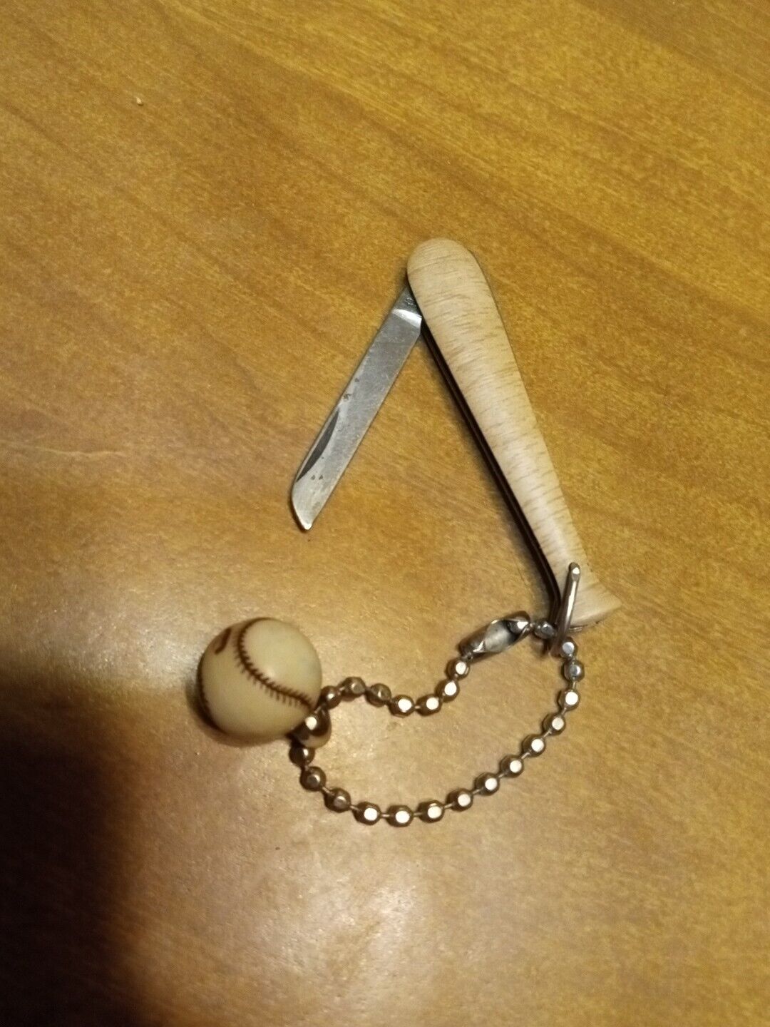 Vintage Colonial Baseball Bat Pocket Knife Keychain With Ball Very Nice Unique