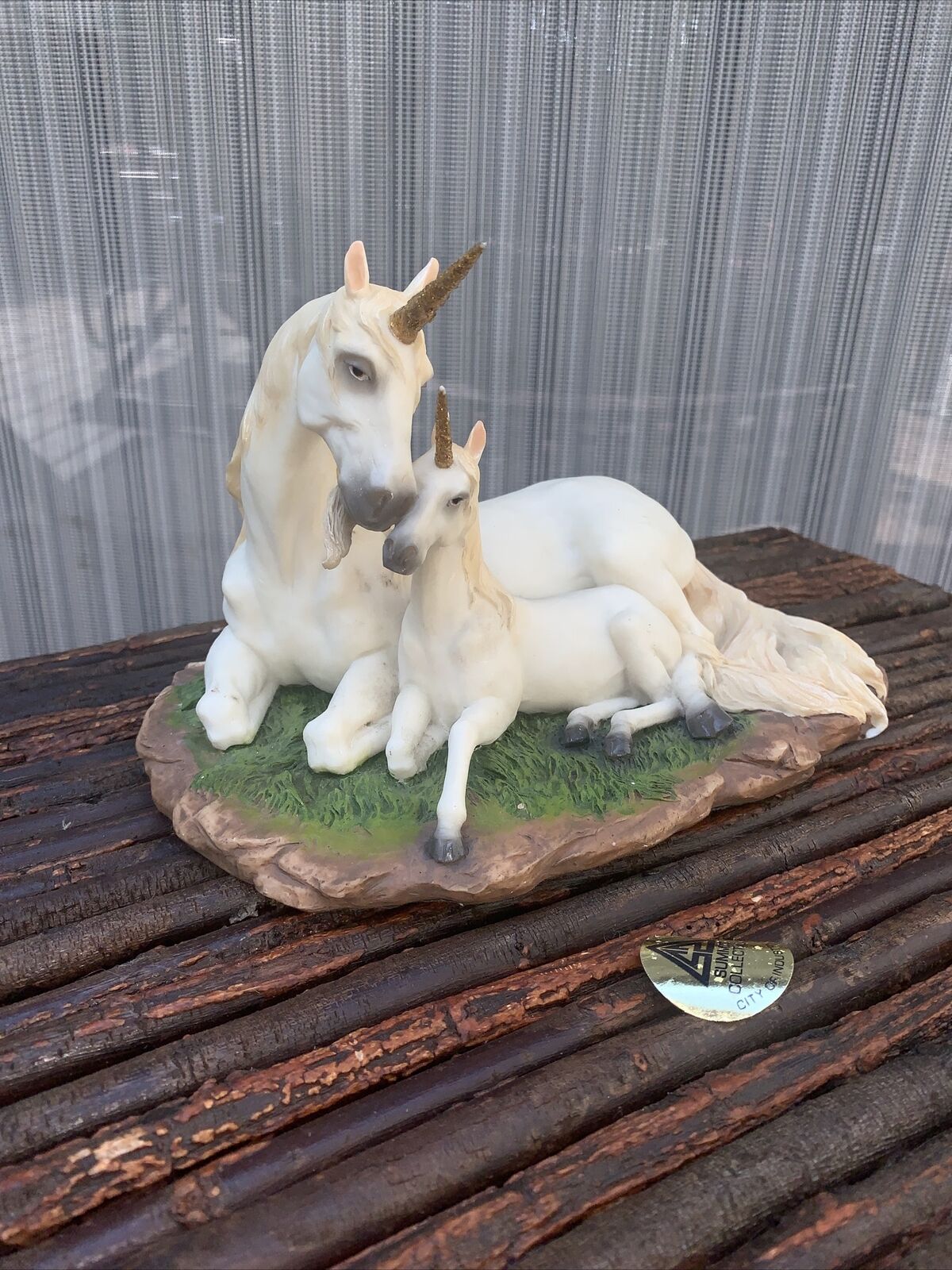 Vintage Medieval Fantasy Summit Mystical Mother Baby Unicorn Figurine Statue