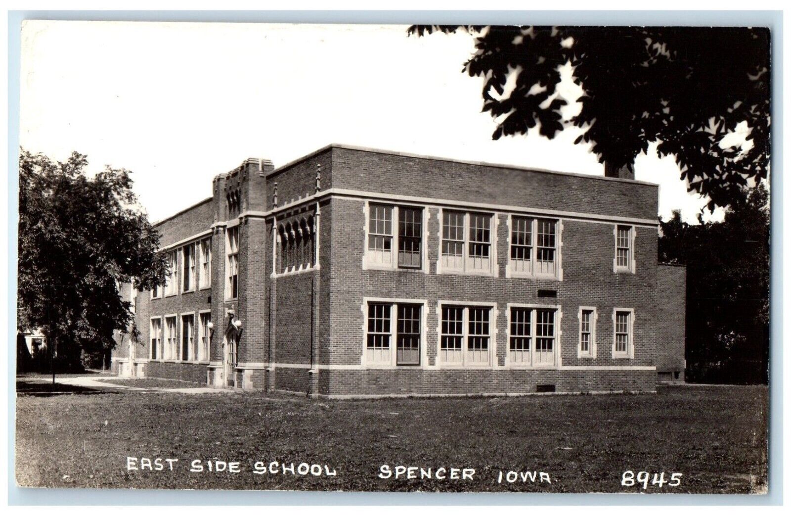 c1940's East Side School Building Spencer Iowa IA RPPC Photo Vintage Postcard