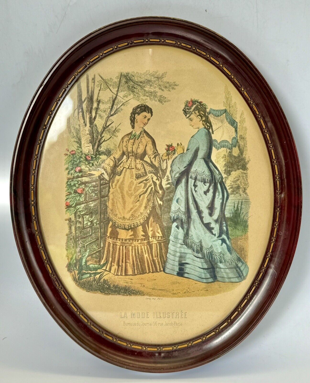 Vintage Rare LA MODE ILLUSTREE Oval Frame French Victorian Paris Ladies Fashion 