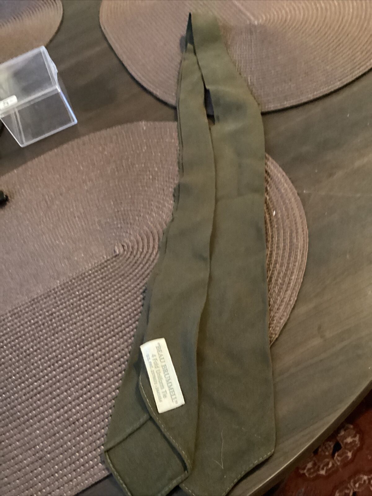 vintage Beau Brummell 4 Fold Uniform Tie od  green Army Military 50s