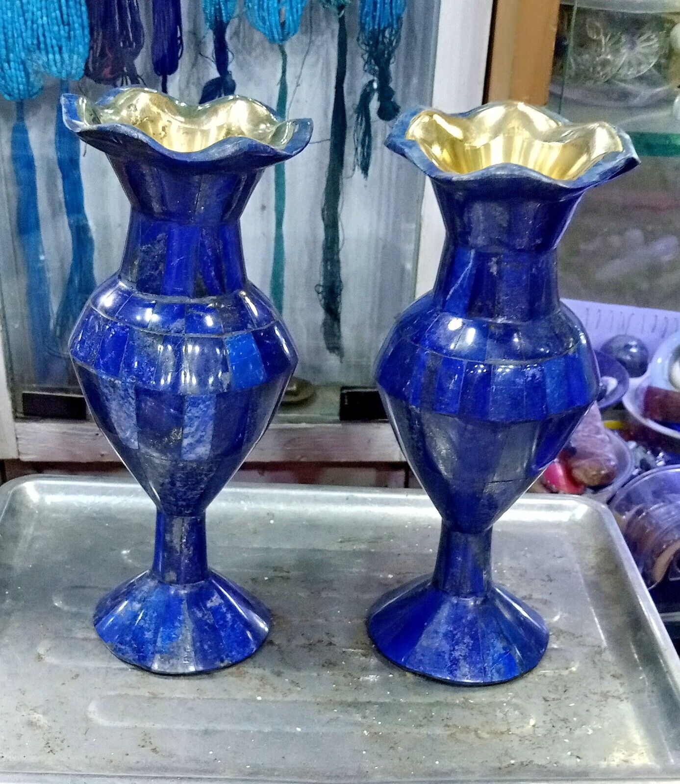 1800 Gram AAA Beautiful Quality Natural lapis lazuli pair of vase
