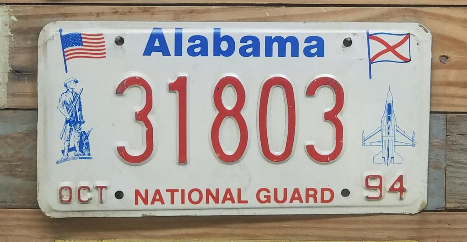  Alabama October expired 1994 National Guard License Plate/Tag - 31803