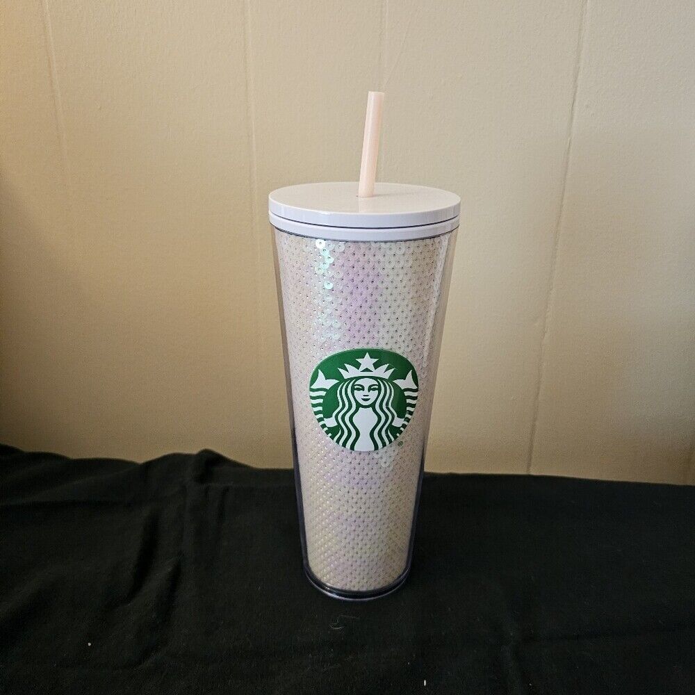 Starbucks 2020 Christmas Pastel Pink Mermaid Sequin Cup with Original Straw
