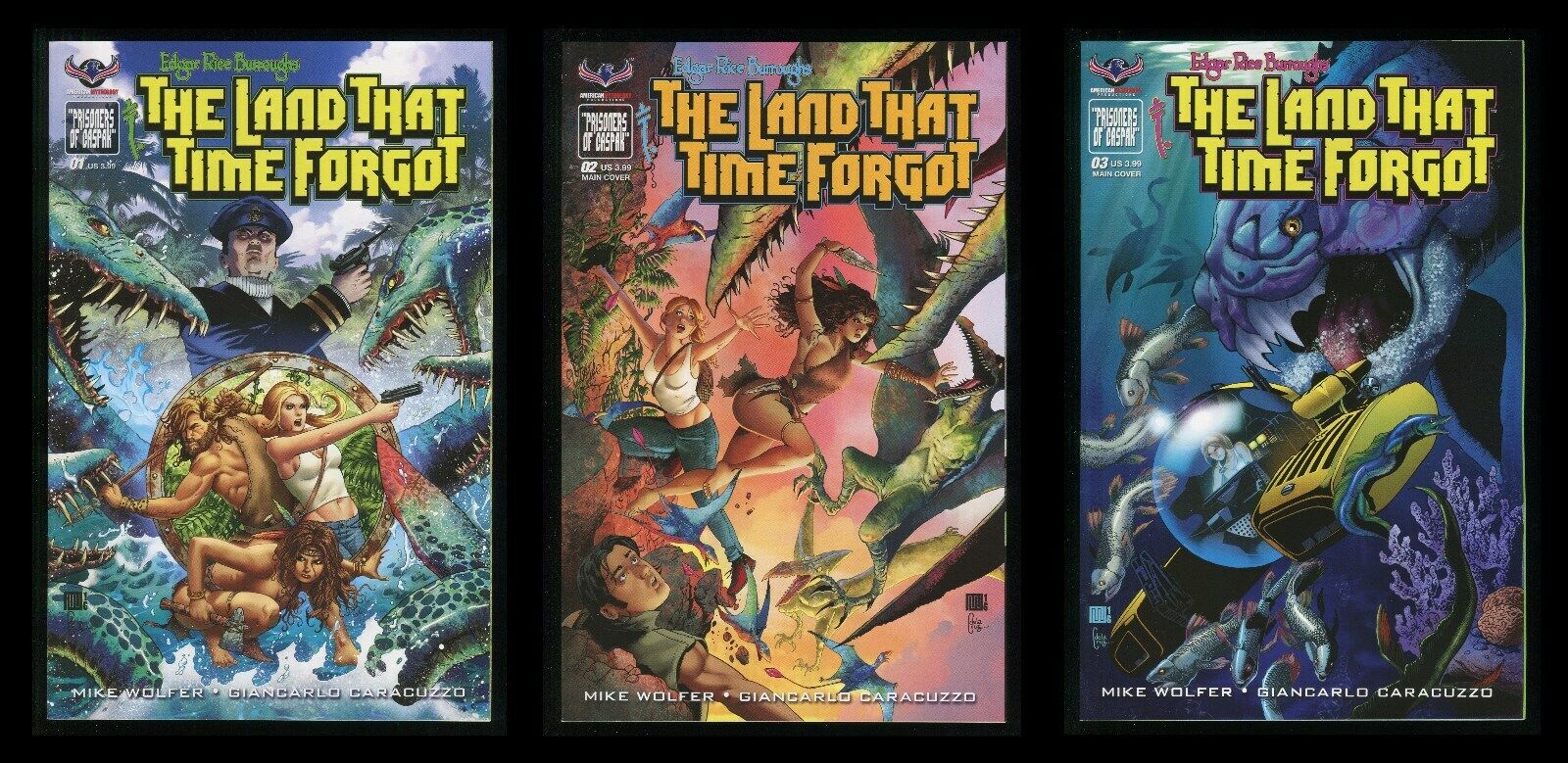 Edgar Rice Burroughs Land that Time Forgot Comic Set 1-2-3 A Dinosaurs Attack 