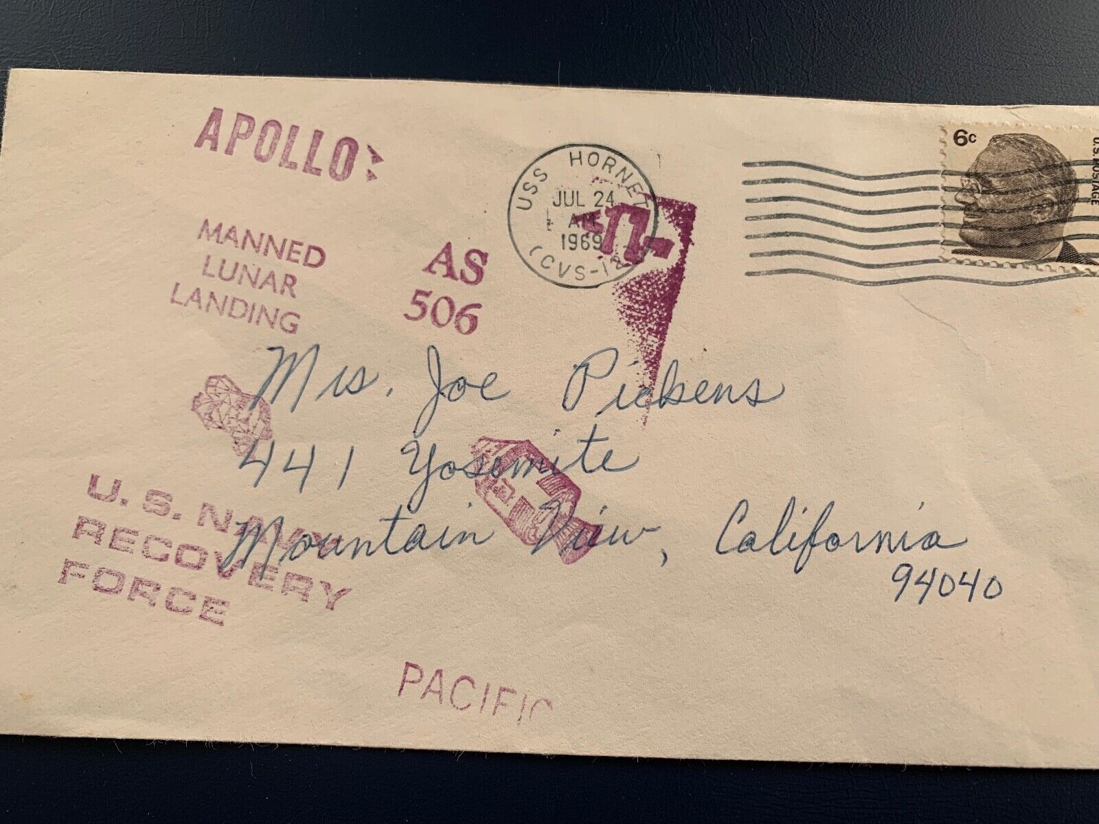 Rare 1969 Apollo 11 First Manned Lunar Landing Postal Cover