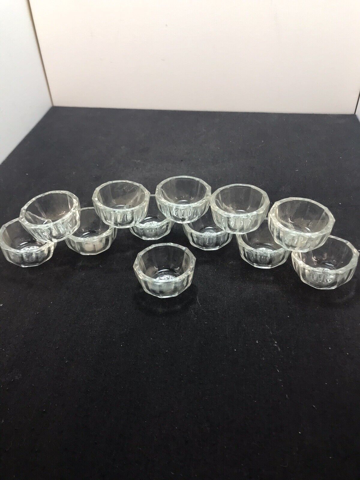 Vtg Westmorland Clear Glass Salt Cellars Set Of 12 10 Sided Starburst