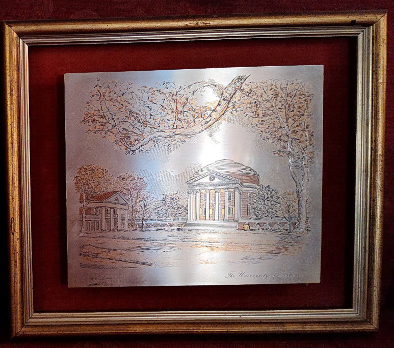Reed Barton Demascene etching University of Virginia Lawn Silver Gold Copper