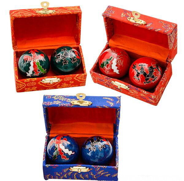 2 SETS CHINESE HEALTH STRESS RELIEF BAODING BALLS THERAPY DRAGON 