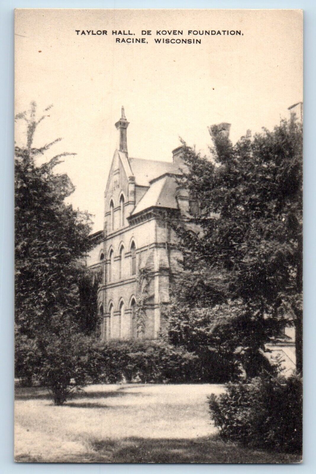 Racine Wisconsin Postcard Taylor Hall De Koven Foundation c1940 Vintage Artvue