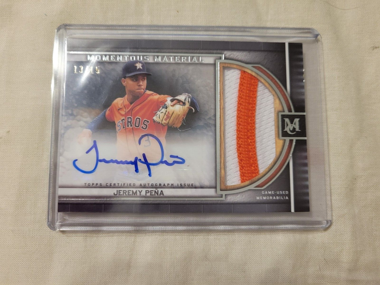 2023 TOPPS MUSEUM COLLECTION JEREMY PENA JUMBO PATCH AUTOGRAPH #13/15 AUTO